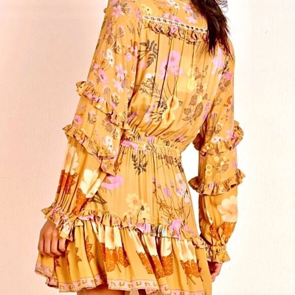 NWT Spell and Gypsy Wild Bloom Playdress Mini Mustard Dress Floral Size XS - Picture 5 of 16